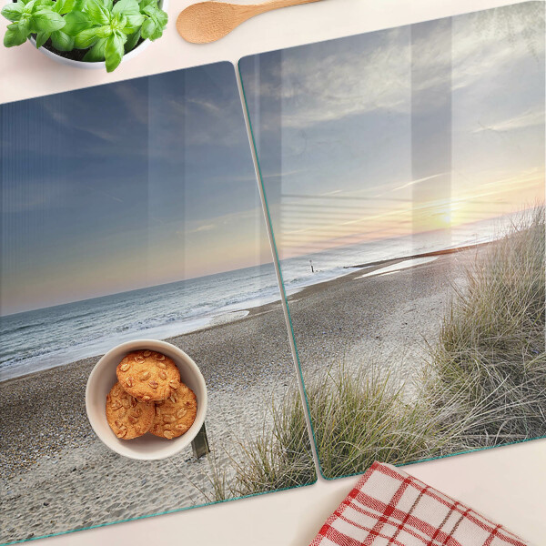 Snijplanken glas Strand bij zonsondergang