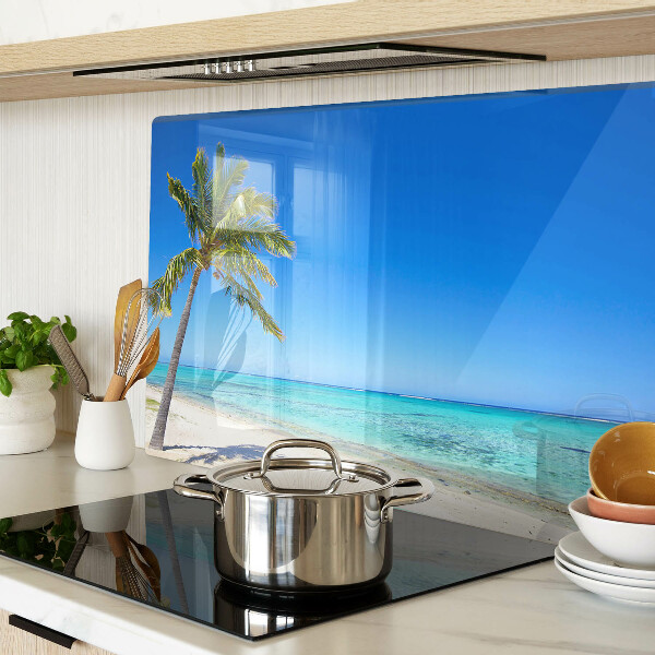 Glazen snijplanken Strand met een palmboom