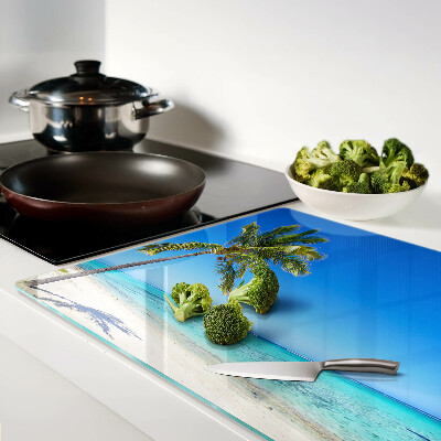 Glazen snijplanken Strand met een palmboom