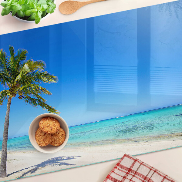 Glazen snijplanken Strand met een palmboom