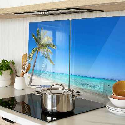 Glazen snijplanken Strand met een palmboom