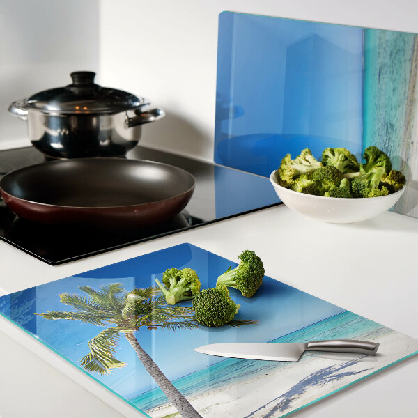 Glazen snijplanken Strand met een palmboom