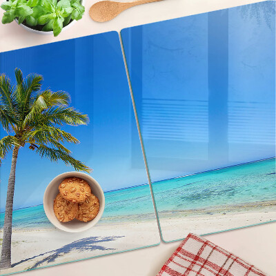 Glazen snijplanken Strand met een palmboom