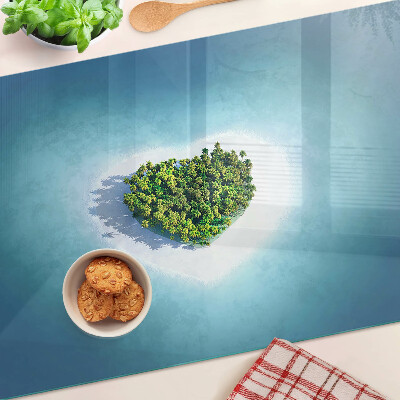 Snijplanken glas Eiland met palmbomen