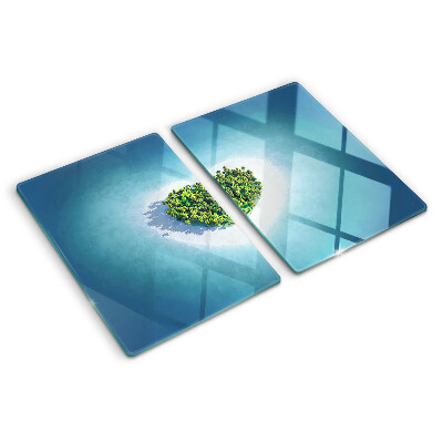 Snijplanken glas Eiland met palmbomen