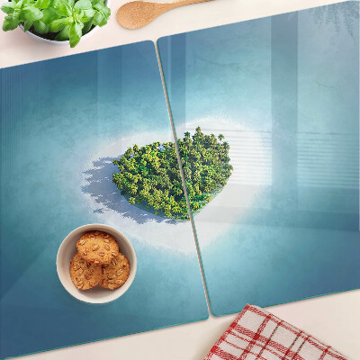 Snijplanken glas Eiland met palmbomen