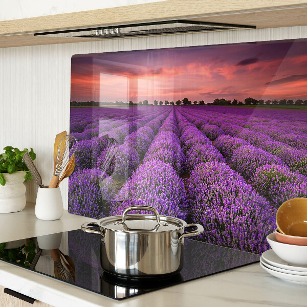 Snijplanken glas Lavendelveld bij zonsondergang