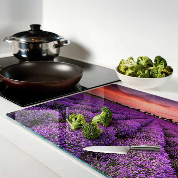 Snijplanken glas Lavendelveld bij zonsondergang