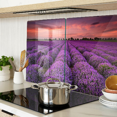 Snijplanken glas Lavendelveld bij zonsondergang