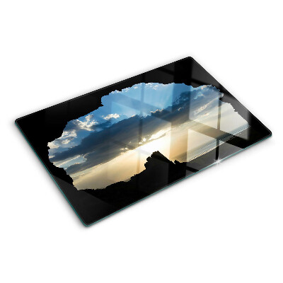 Snijplanken van glas Zonsondergang achter de wolken