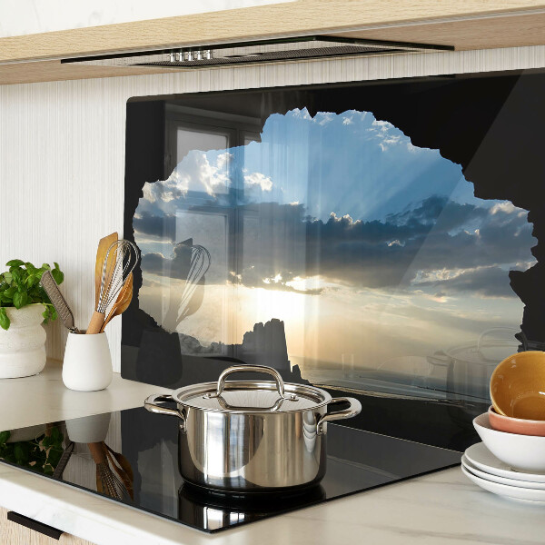 Snijplanken van glas Zonsondergang achter de wolken