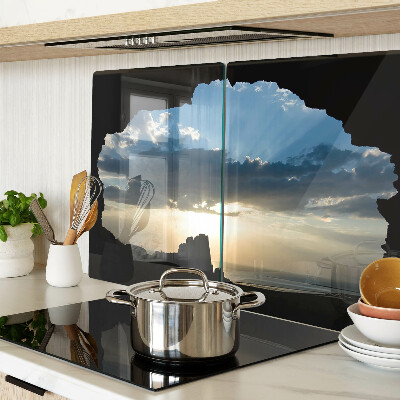 Snijplanken van glas Zonsondergang achter de wolken