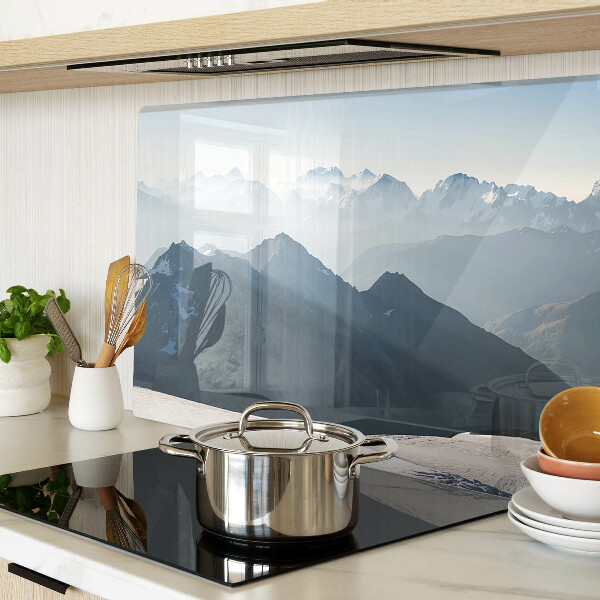 Snijplanken van glas Berglandschap in de wolken