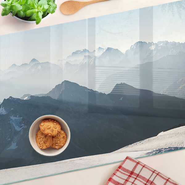 Snijplanken van glas Berglandschap in de wolken