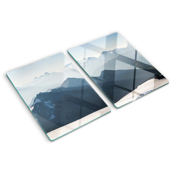 Snijplanken van glas Berglandschap in de wolken