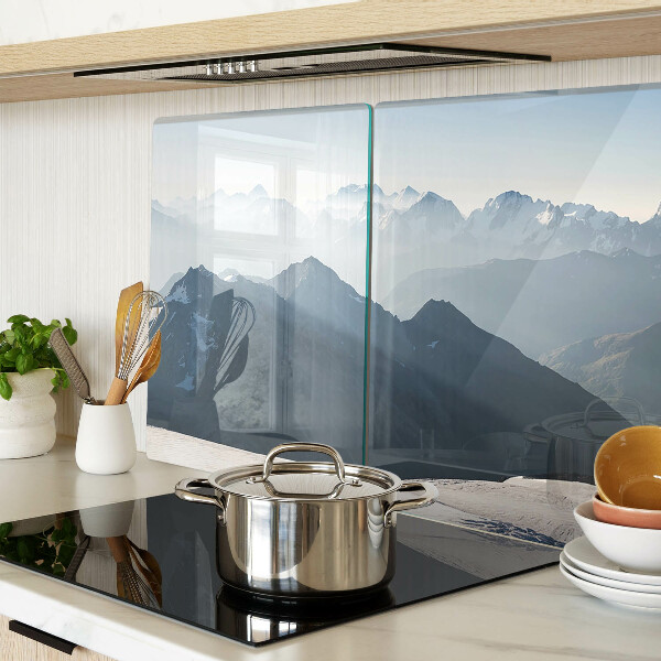 Snijplanken van glas Berglandschap in de wolken