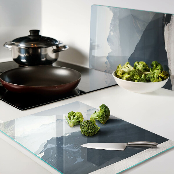 Snijplanken van glas Berglandschap in de wolken
