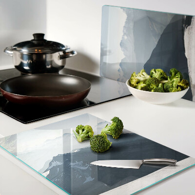 Snijplanken van glas Berglandschap in de wolken