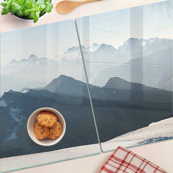 Snijplanken van glas Berglandschap in de wolken