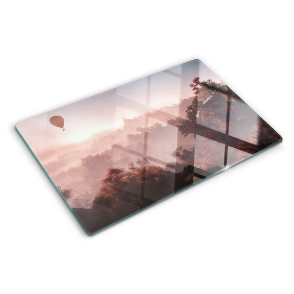 Glazen snijplanken Een heteluchtballon boven het landschap