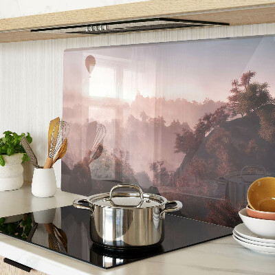 Glazen snijplanken Een heteluchtballon boven het landschap