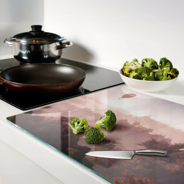 Glazen snijplanken Een heteluchtballon boven het landschap