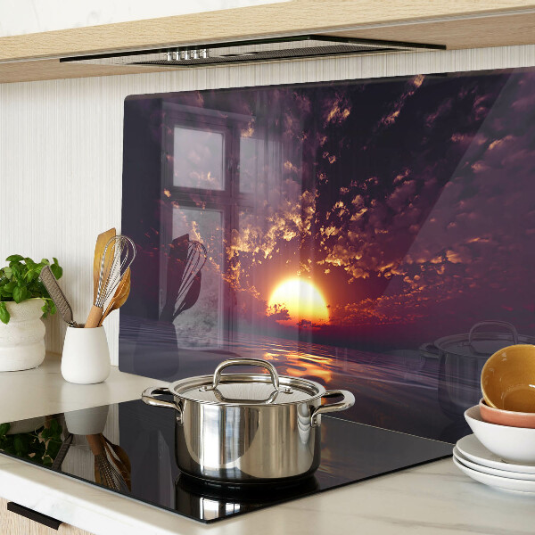 Snijplanken glas Zonsondergang boven de zee