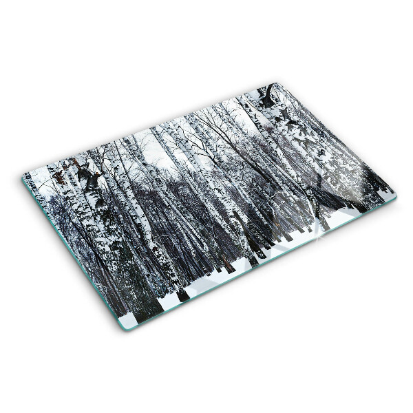 Glazen snijplanken Winterbos met berken