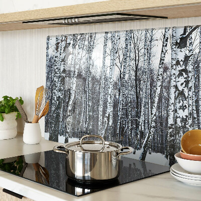 Glazen snijplanken Winterbos met berken