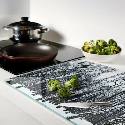 Glazen snijplanken Winterbos met berken