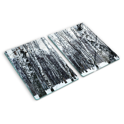 Glazen snijplanken Winterbos met berken