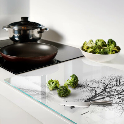 Snijplanken glas Leeg winterlandschap met een boom