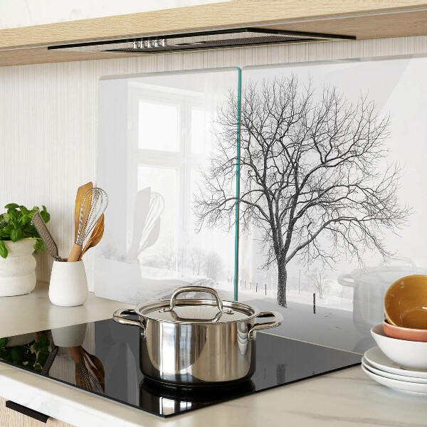 Snijplanken glas Leeg winterlandschap met een boom