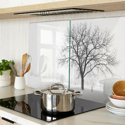 Snijplanken glas Leeg winterlandschap met een boom