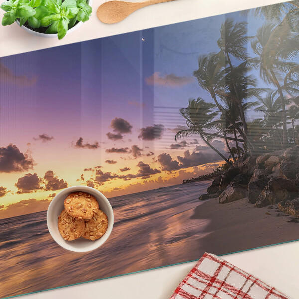 Snijplanken glas Zonsondergang boven het strand