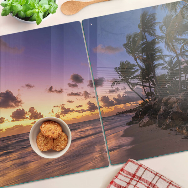 Snijplanken glas Zonsondergang boven het strand