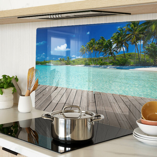 Glazen snijplanken Tropisch strand met palmbomen