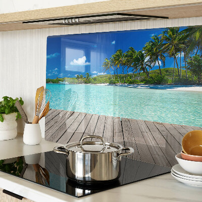 Glazen snijplanken Tropisch strand met palmbomen