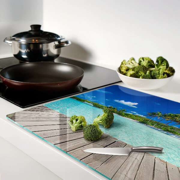 Glazen snijplanken Tropisch strand met palmbomen