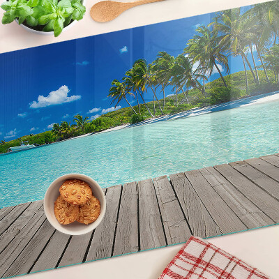 Glazen snijplanken Tropisch strand met palmbomen