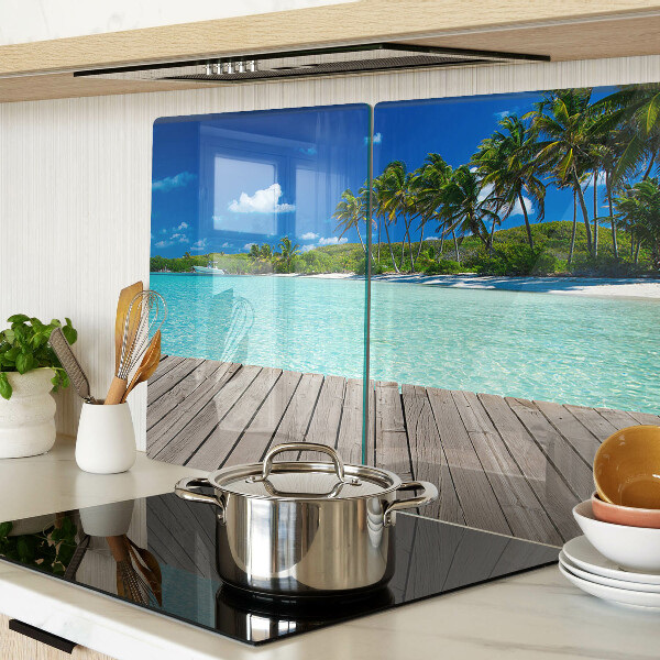 Glazen snijplanken Tropisch strand met palmbomen