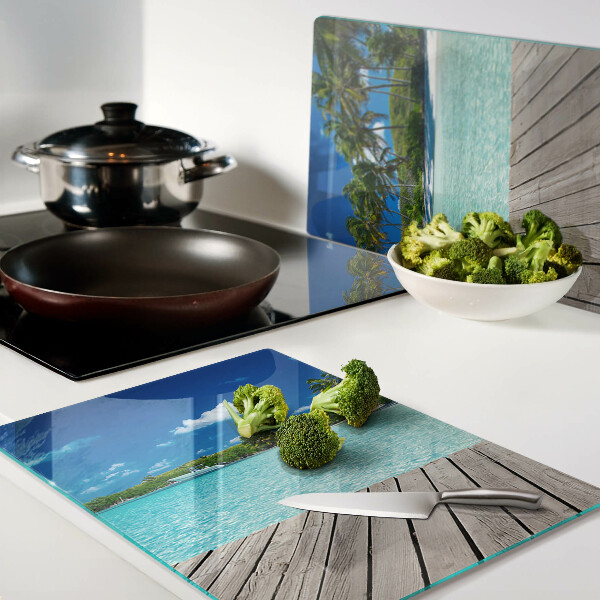 Glazen snijplanken Tropisch strand met palmbomen