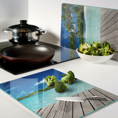 Glazen snijplanken Tropisch strand met palmbomen