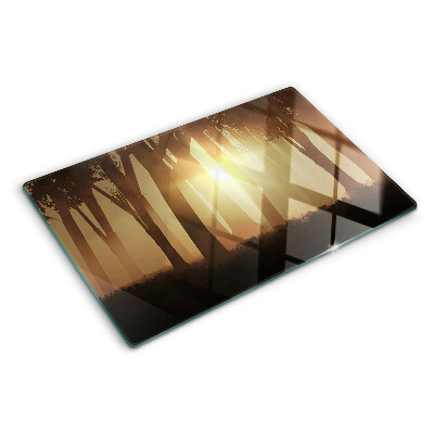 Snijplanken glas Zonsondergang in het bos