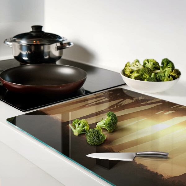 Snijplanken glas Zonsondergang in het bos