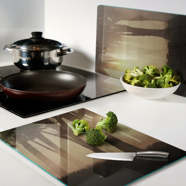 Snijplanken glas Zonsondergang in het bos