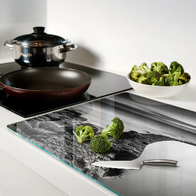 Glazen snijplanken Een kustlandschap in grijstinten