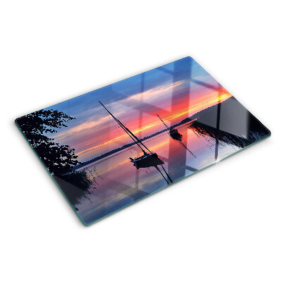 Glazen snijplanken Zonsondergang boven het meer