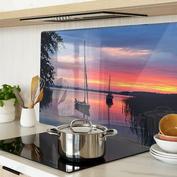 Glazen snijplanken Zonsondergang boven het meer