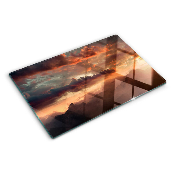 Snijplanken glas Zonsondergang boven de bergen